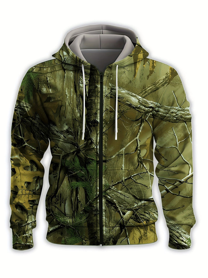 Whitaker - Branch Printed Hoodie With Zip Up
