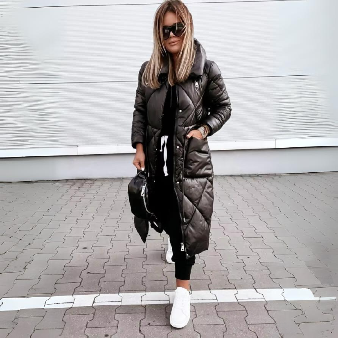 Nicole | Long Quilted Cotton Coat