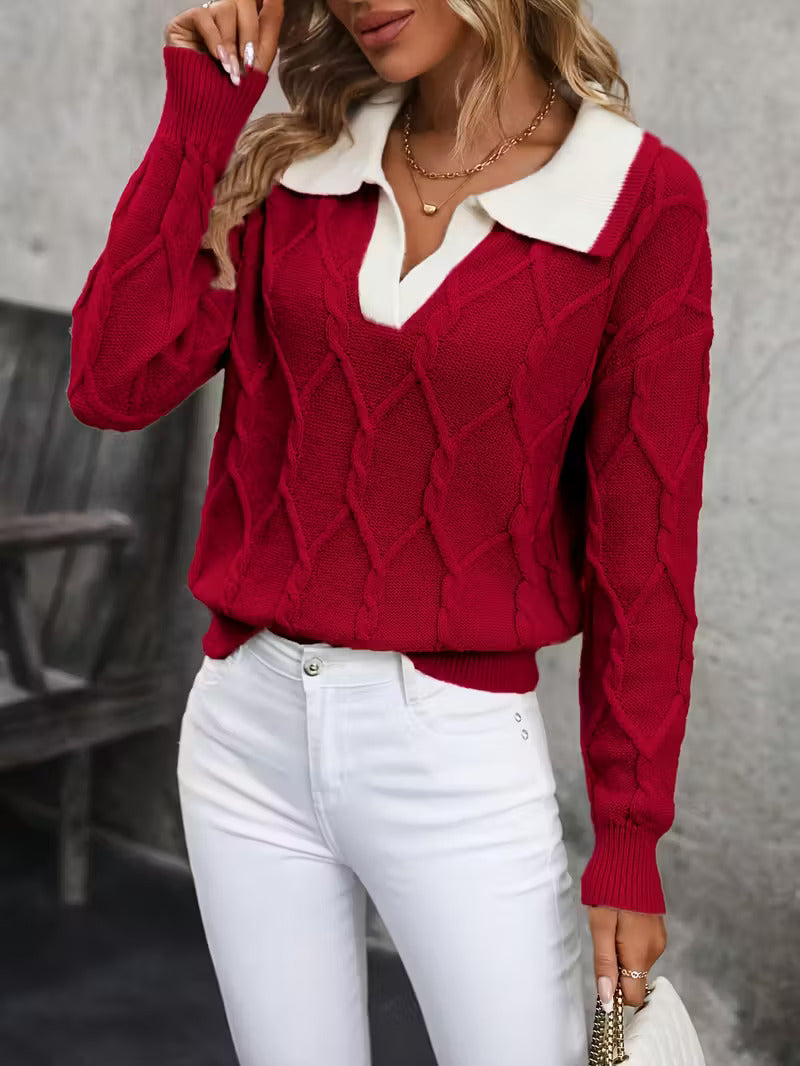Mahalia™ | Cable Knit Collared Sweater