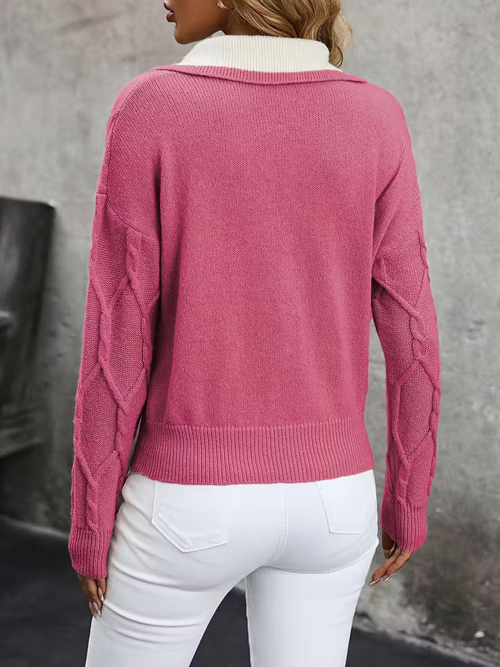 Mahalia™ | Cable Knit Collared Sweater