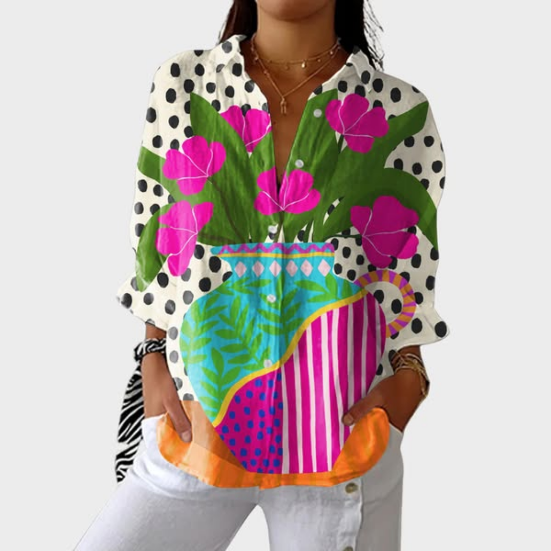 Fiora | Ocean Patchwork Blouse