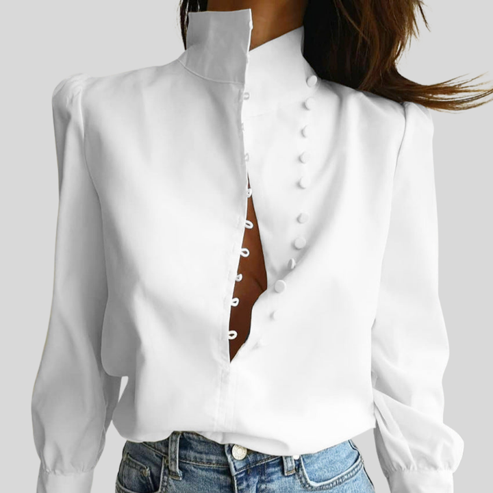 Fadi | Classy Button Front Long Sleeve Blouse
