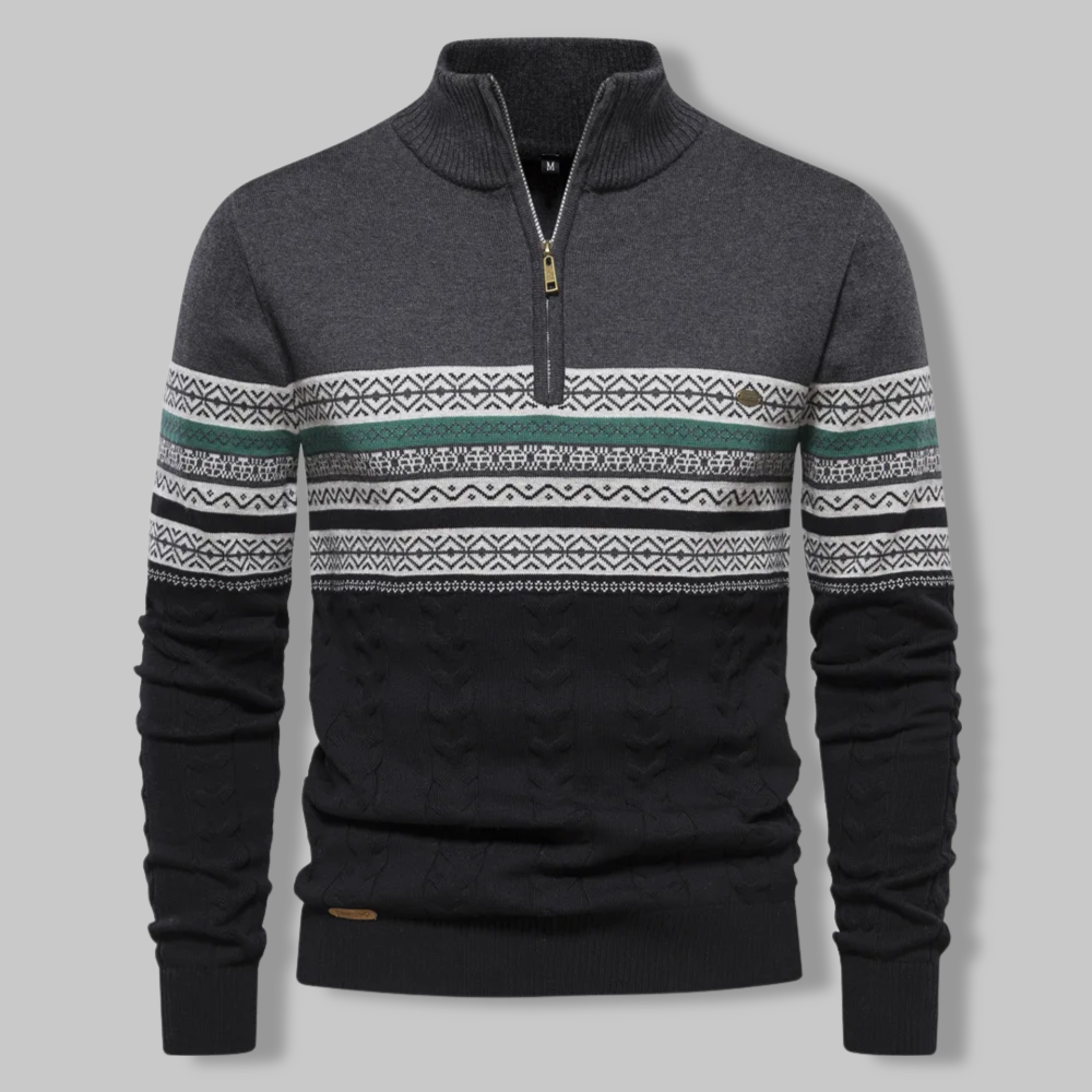 Alpina - Cotton Sweater with Zip Collar