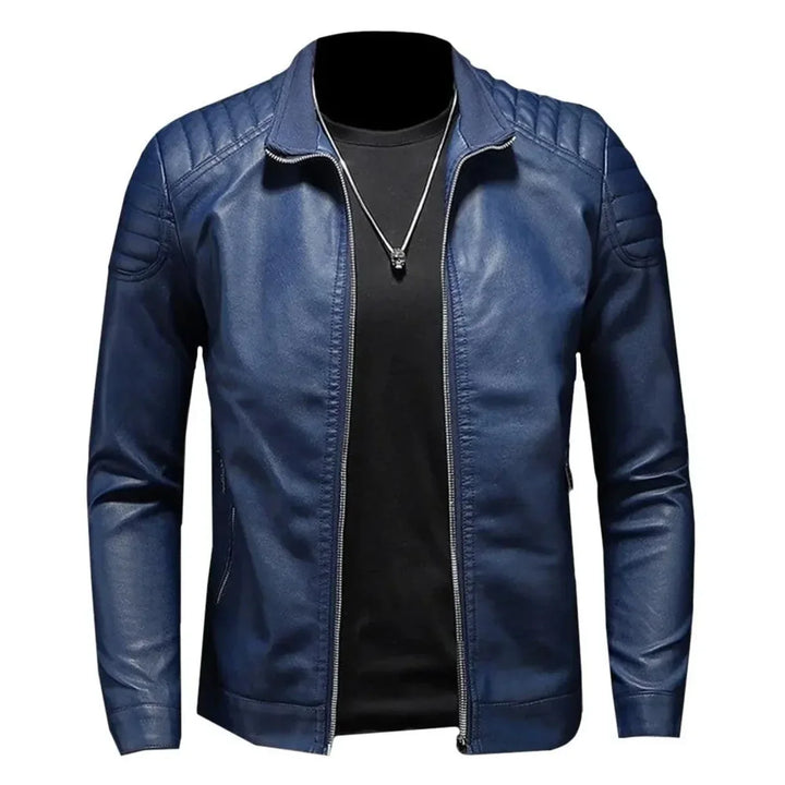 Maxime™ | Elegant Blue Biker Jacket
