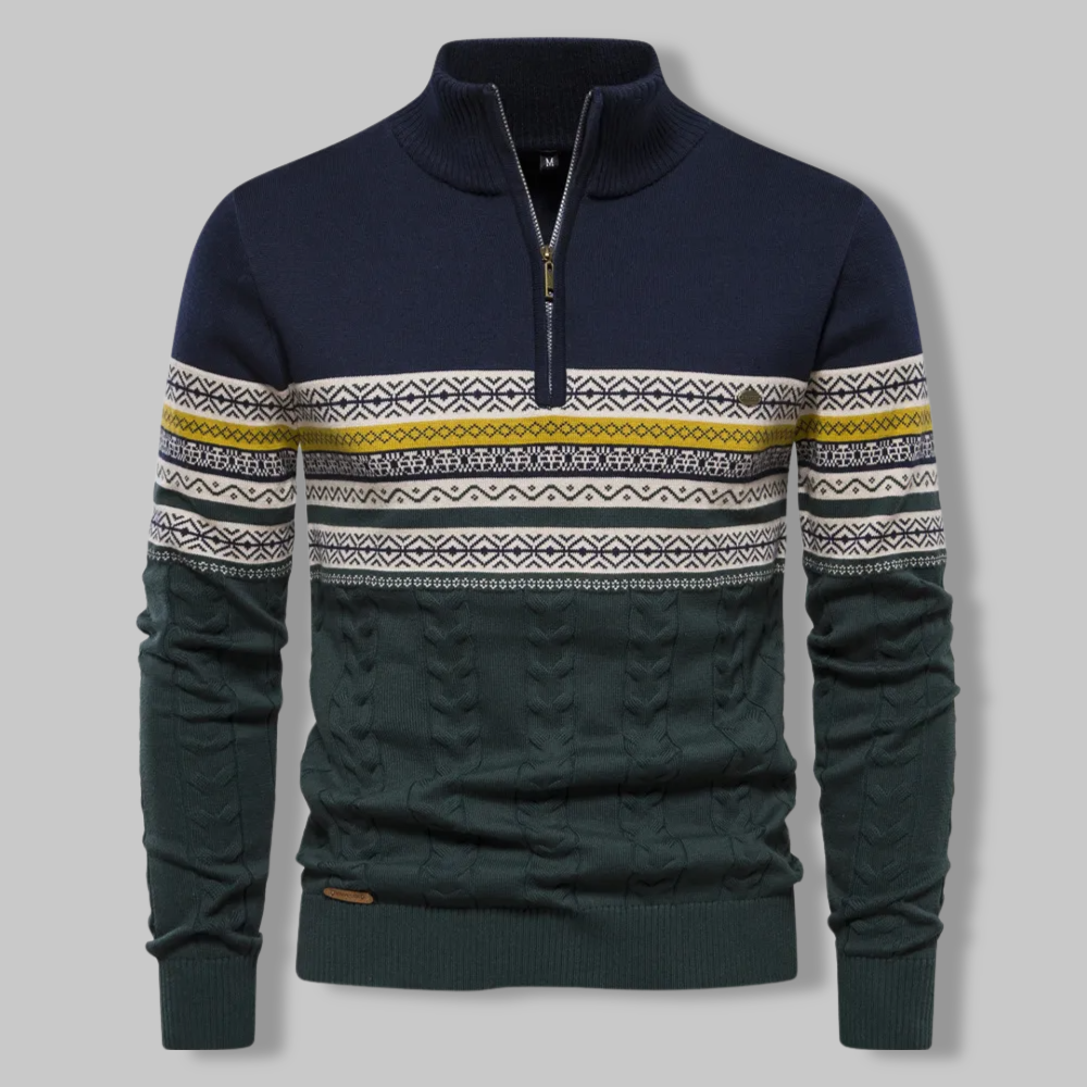 Alpina - Cotton Sweater with Zip Collar