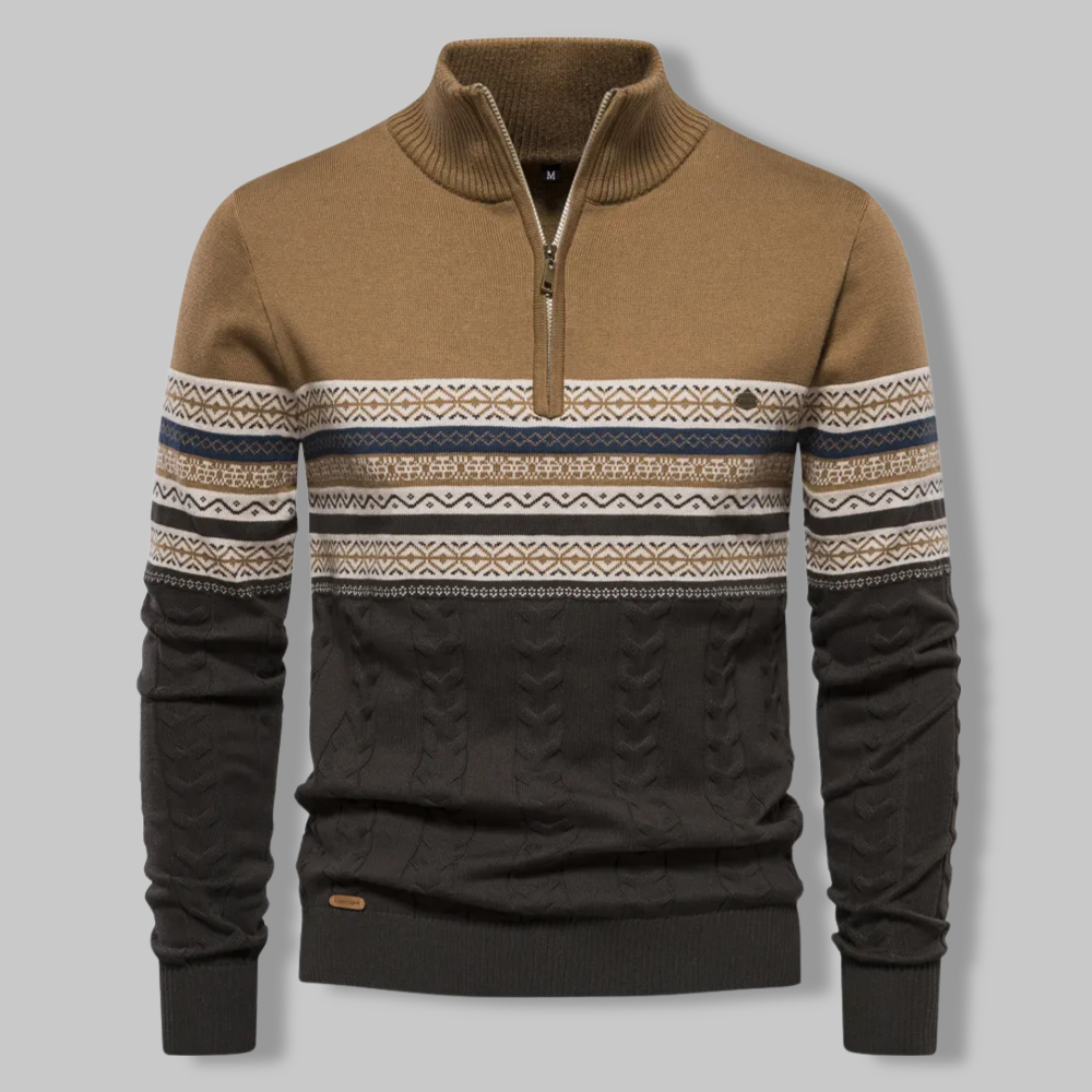 Alpina - Cotton Sweater with Zip Collar