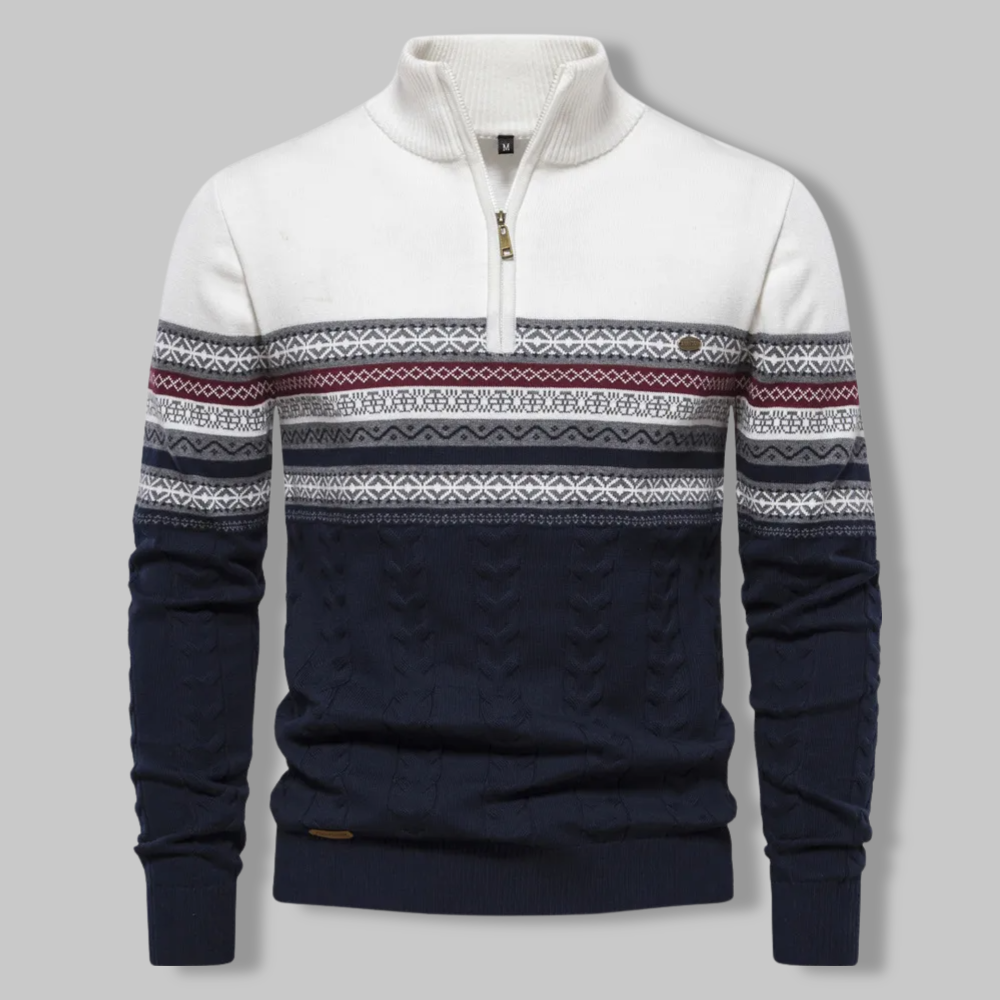 Alpina - Cotton Sweater with Zip Collar