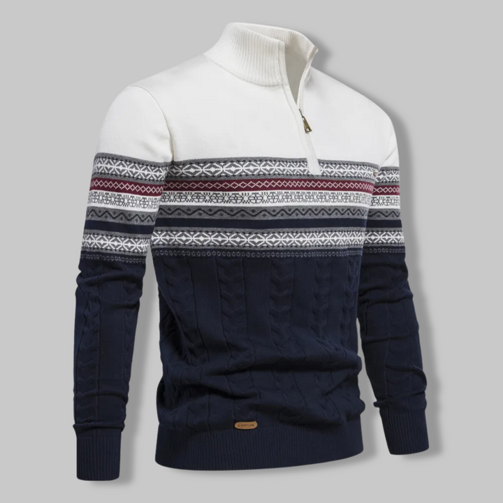 Alpina - Cotton Sweater with Zip Collar