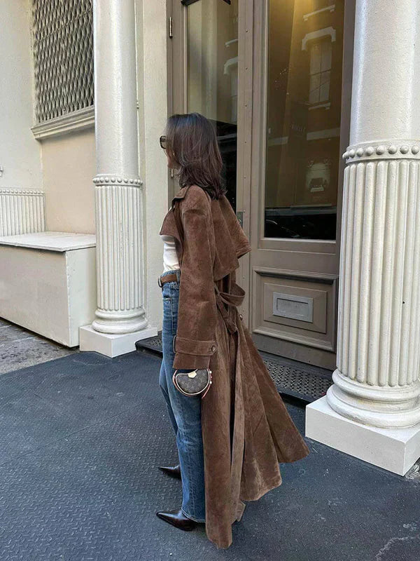 Suzanne| Classic Suede Trench Coat