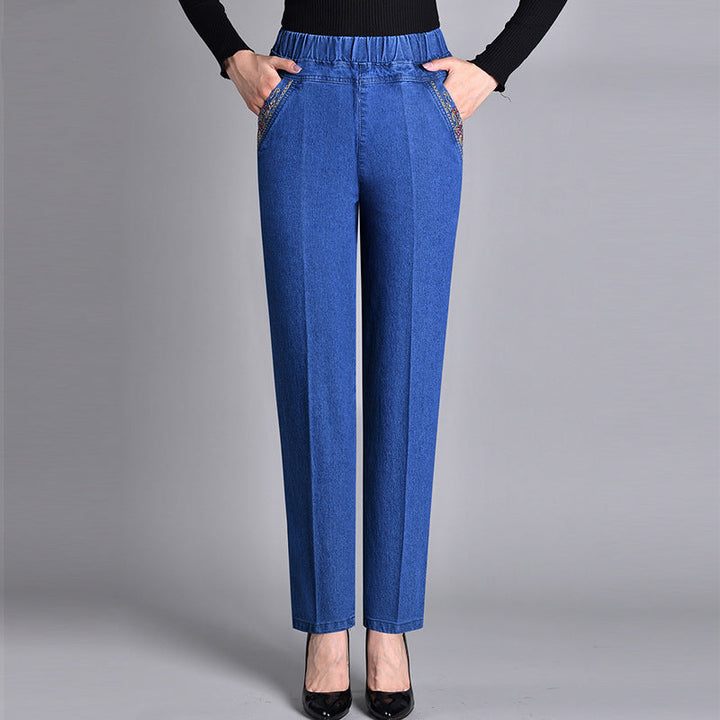 Scarlet | Women's Jeans with Side Pockets and Elastic Waist