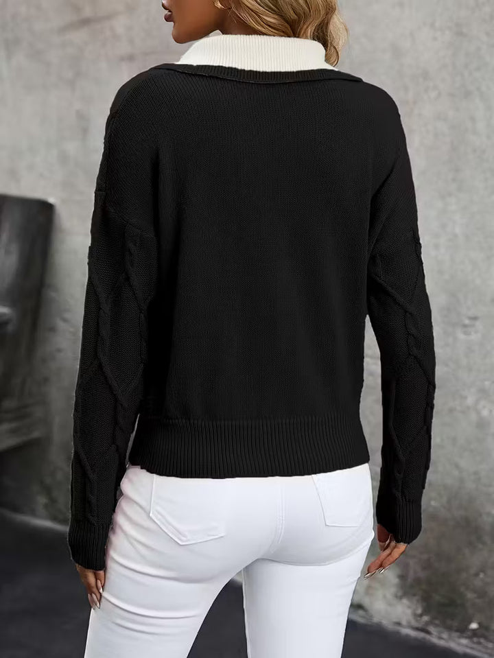 Mahalia™ | Cable Knit Collared Sweater