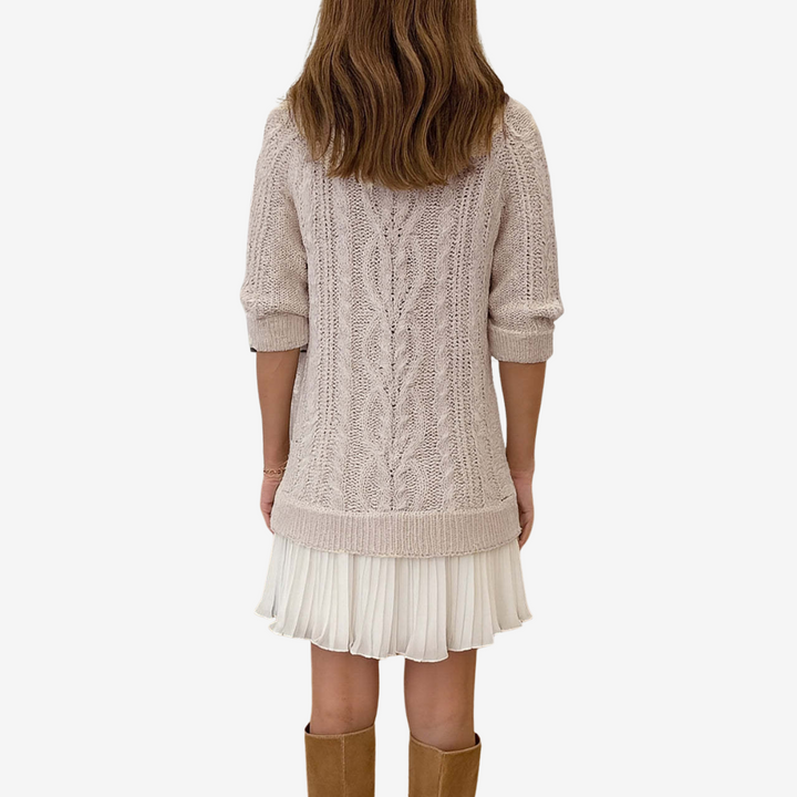 Gaelle | Knitted Sweater Dress with Pleated Hem