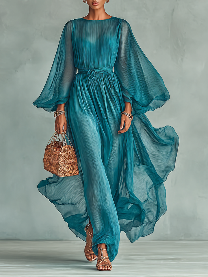 Joilene | Long Sleeve Chiffon Dress