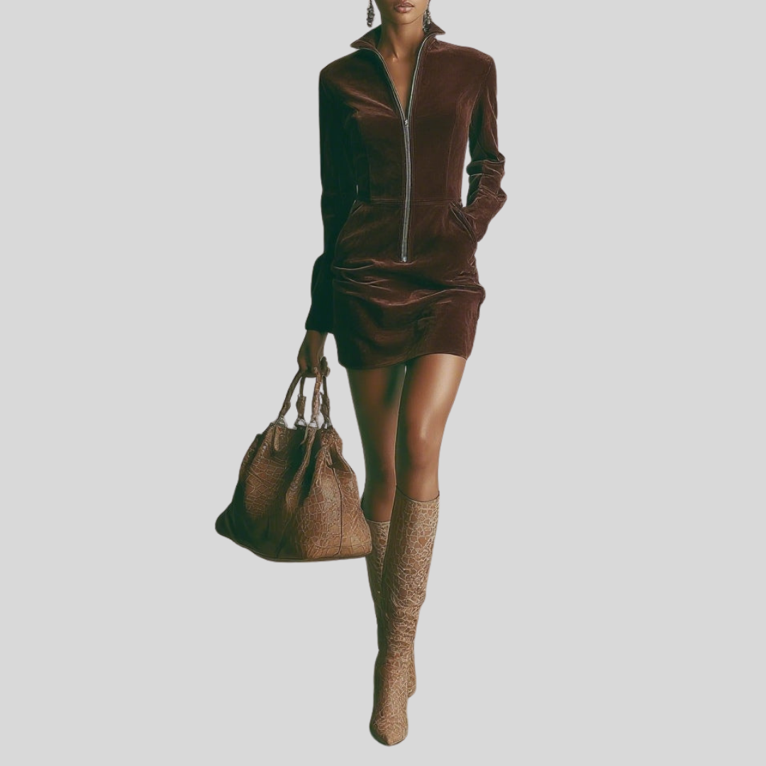 Marosa | Faux Suede Mini Dress