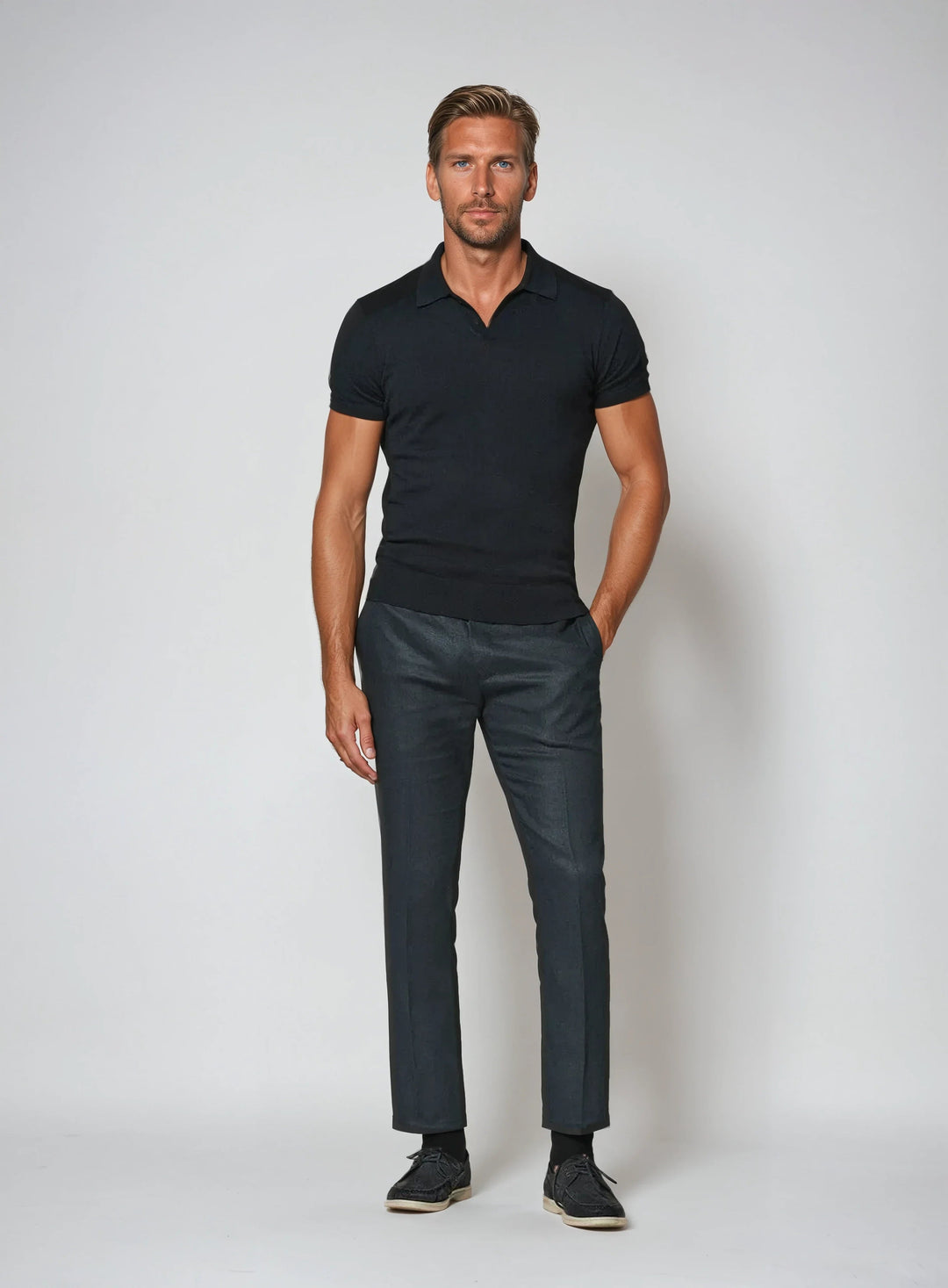 Basil - Premium knoploos gebreide polo