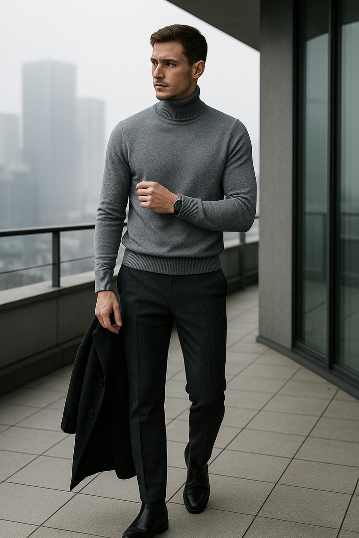Alfred - Sweater with ribbed collar and cuffs with turtleneck