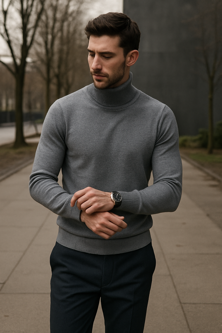 Alfred - Sweater with ribbed collar and cuffs with turtleneck