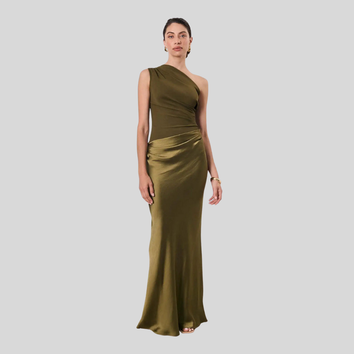 Aleida | One-Shoulder Satin Maxi Dress