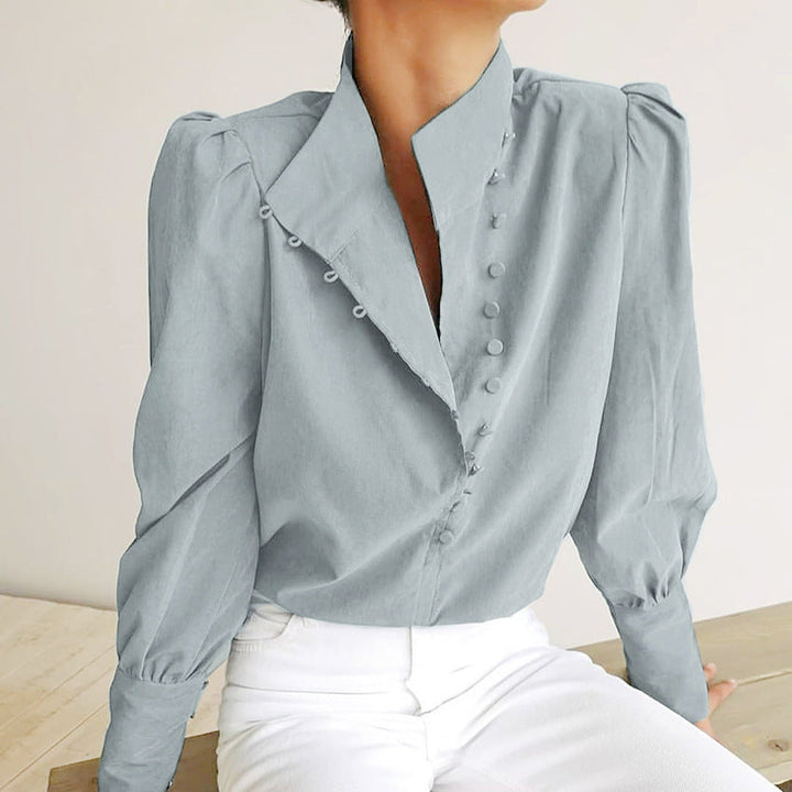 Fadi | Classy Button Front Long Sleeve Blouse