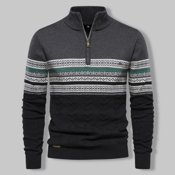 Alpina - Cotton Sweater with Zip Collar