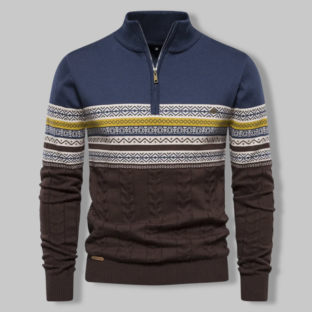 Alpina - Cotton Sweater with Zip Collar