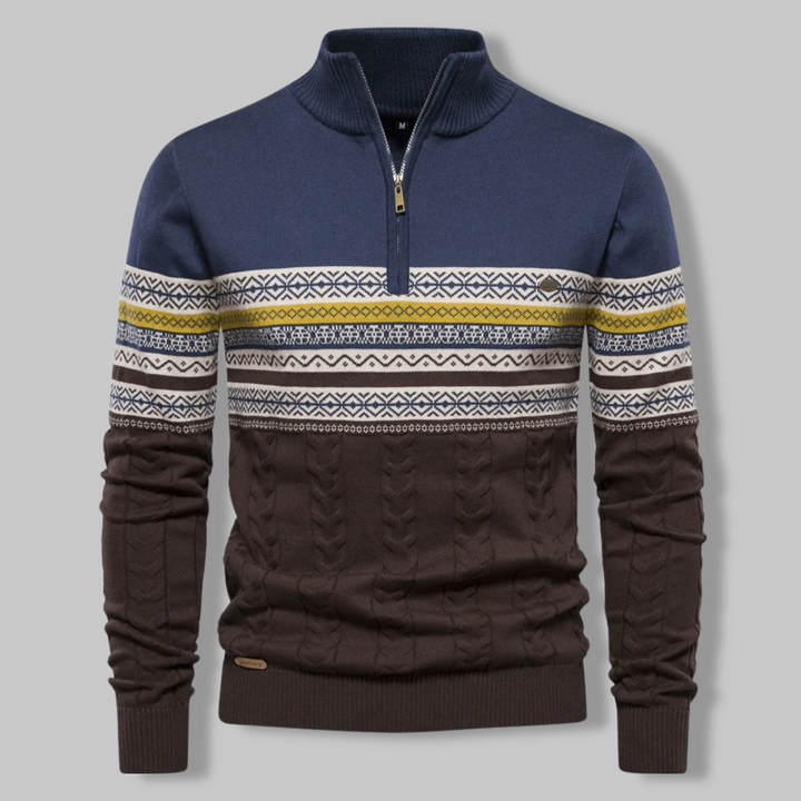 Alpina - Cotton Sweater with Zip Collar