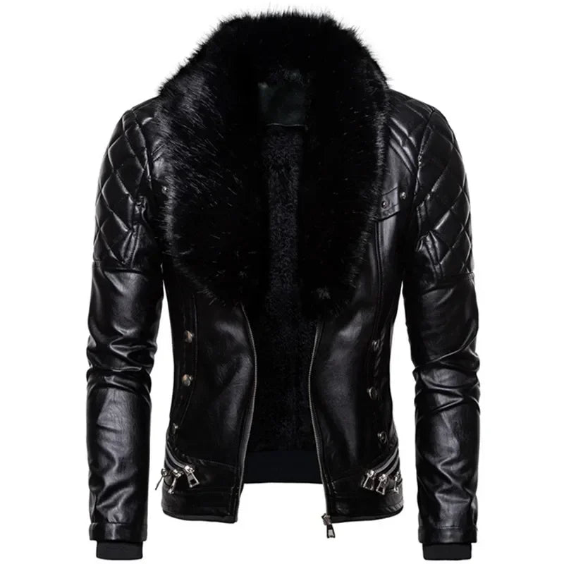 Thiago™ | Brown Aviator Jacket with Black Fur Collar