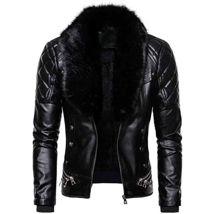 Thiago™ | Brown Aviator Jacket with Black Fur Collar