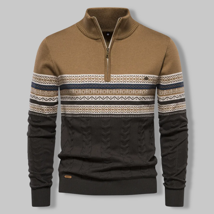 Alpina - Cotton Sweater with Zip Collar
