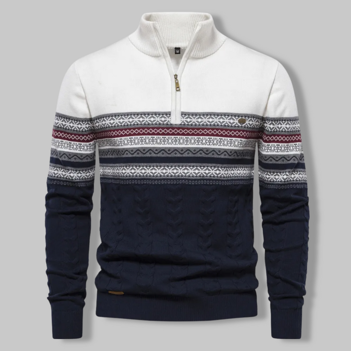 Alpina - Cotton Sweater with Zip Collar