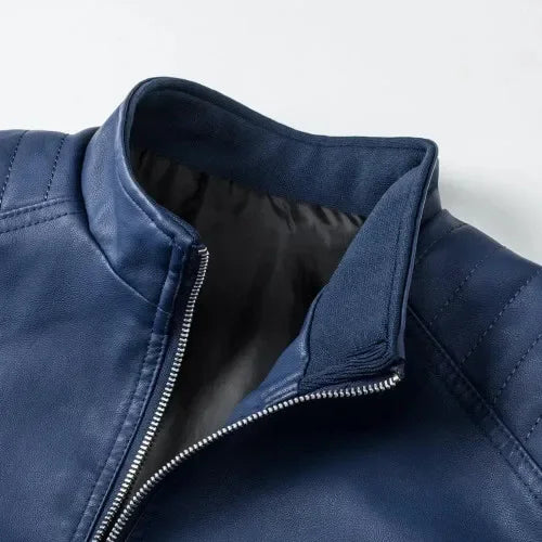 Maxime™ | Elegant Blue Biker Jacket