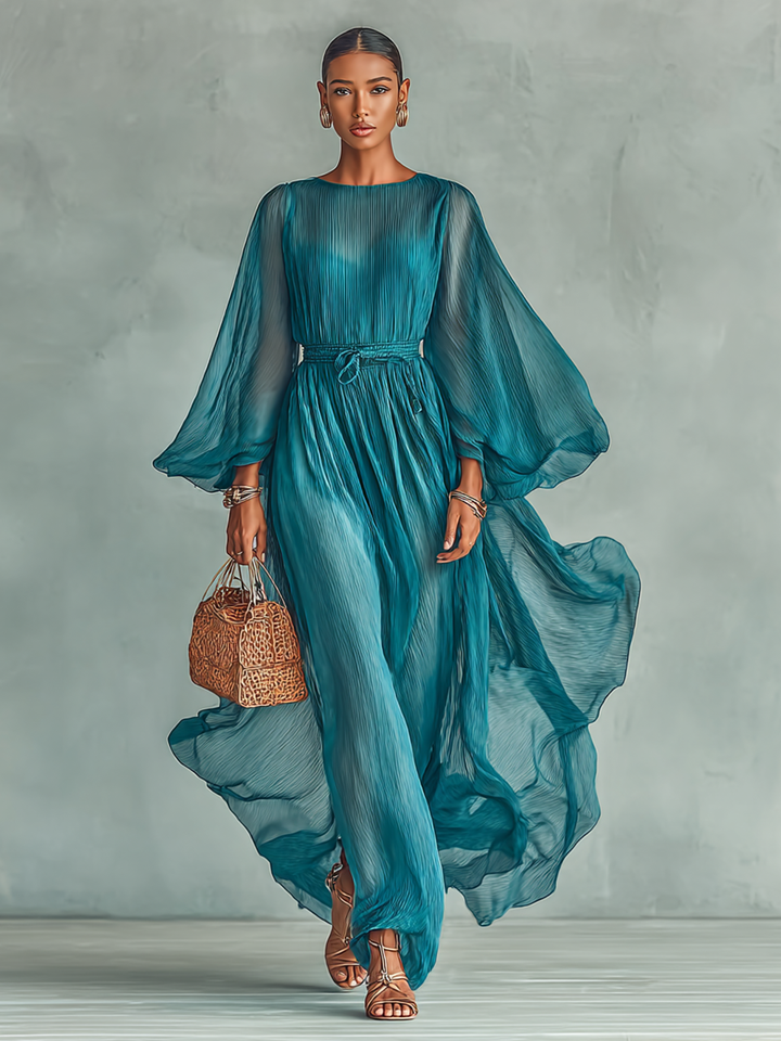 Joilene | Long Sleeve Chiffon Dress