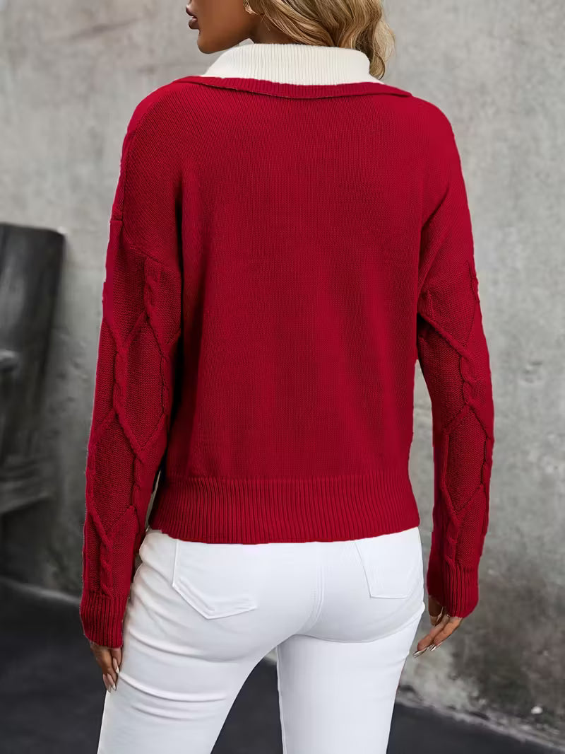 Mahalia™ | Cable Knit Collared Sweater
