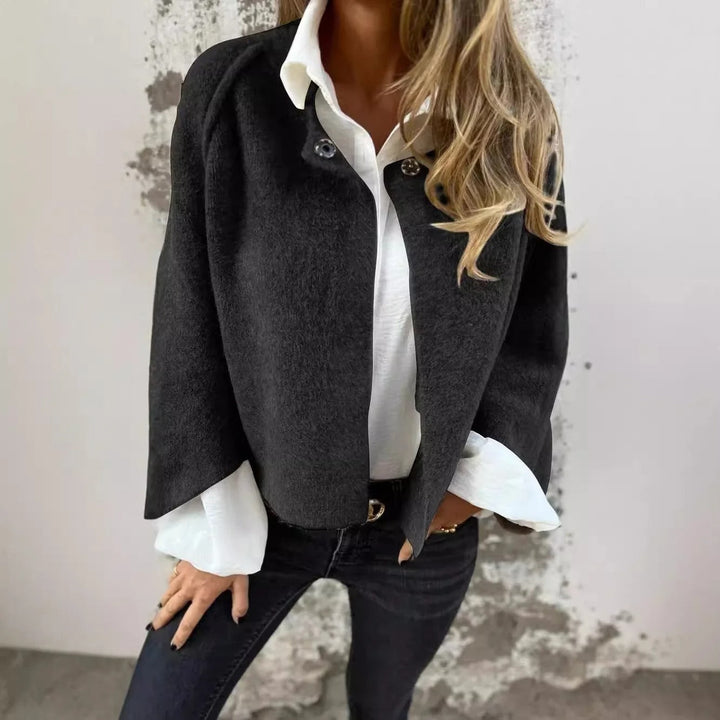 Henrike - Wool Coat with Round Neckline and Long Sleeves
